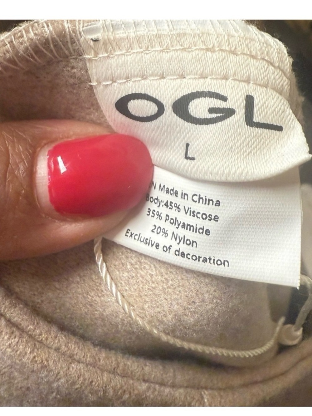 OGL CashSoft Oatmeal Flared Maxi Skirt L Wool Like Knit Minimalist Quiet Luxury - Picture 8 of 12